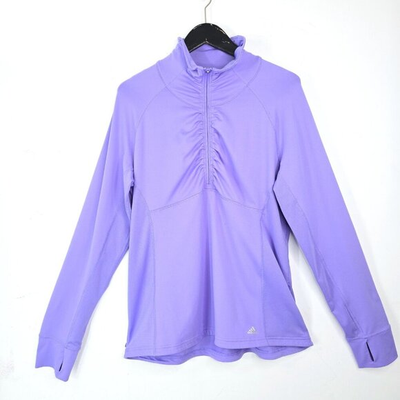 Adidas Climalite Pullover Half Zip Purple Ruched Pullover Workout Active Top - Picture 2 of 11